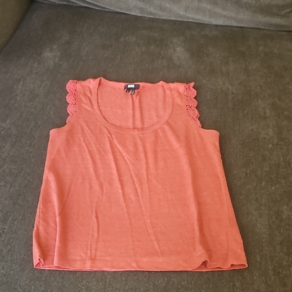 Paige Women's Coral Lace Sleeve Top